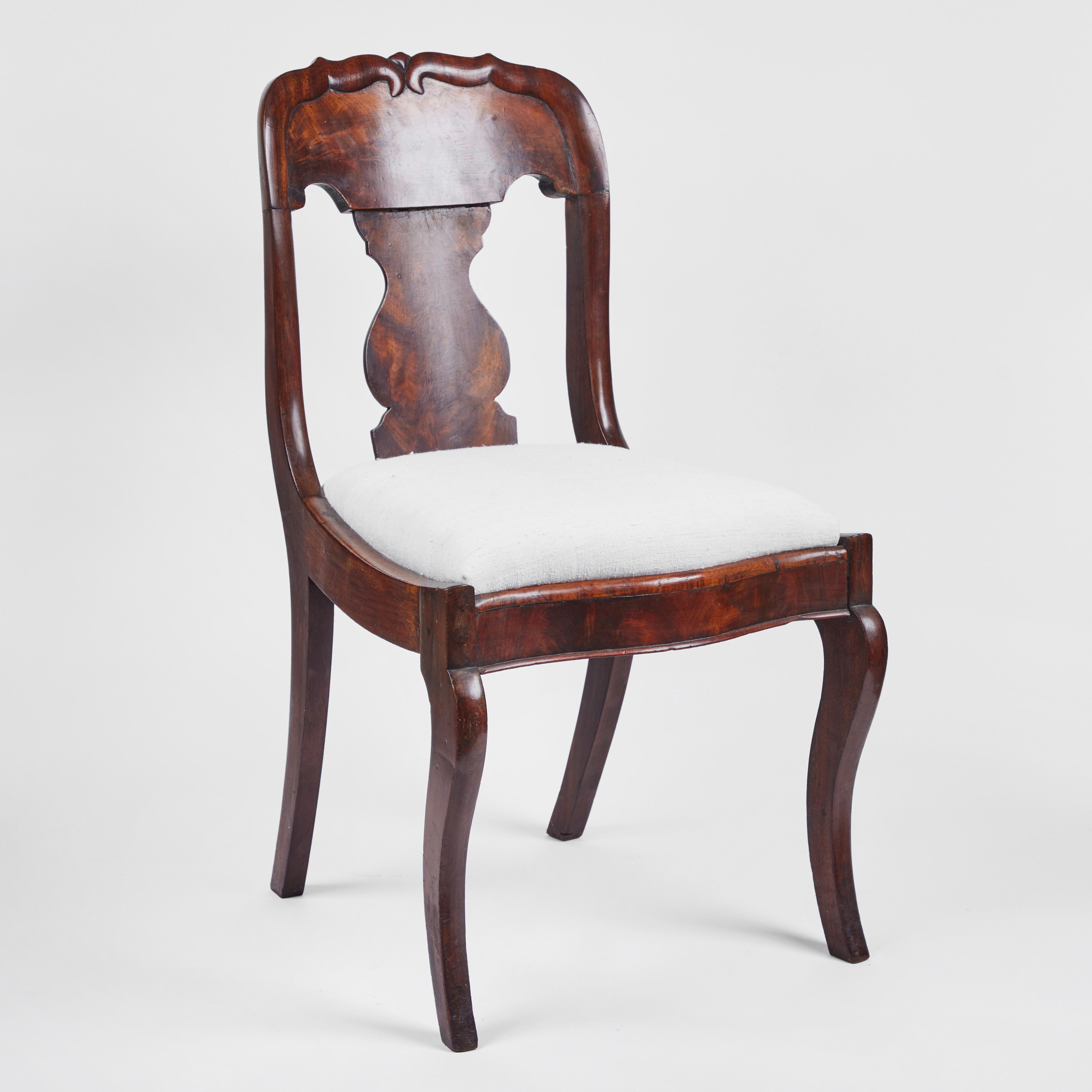 20th Century Antique Queen Anne Style Walnut Burl Wood Chairs Pair