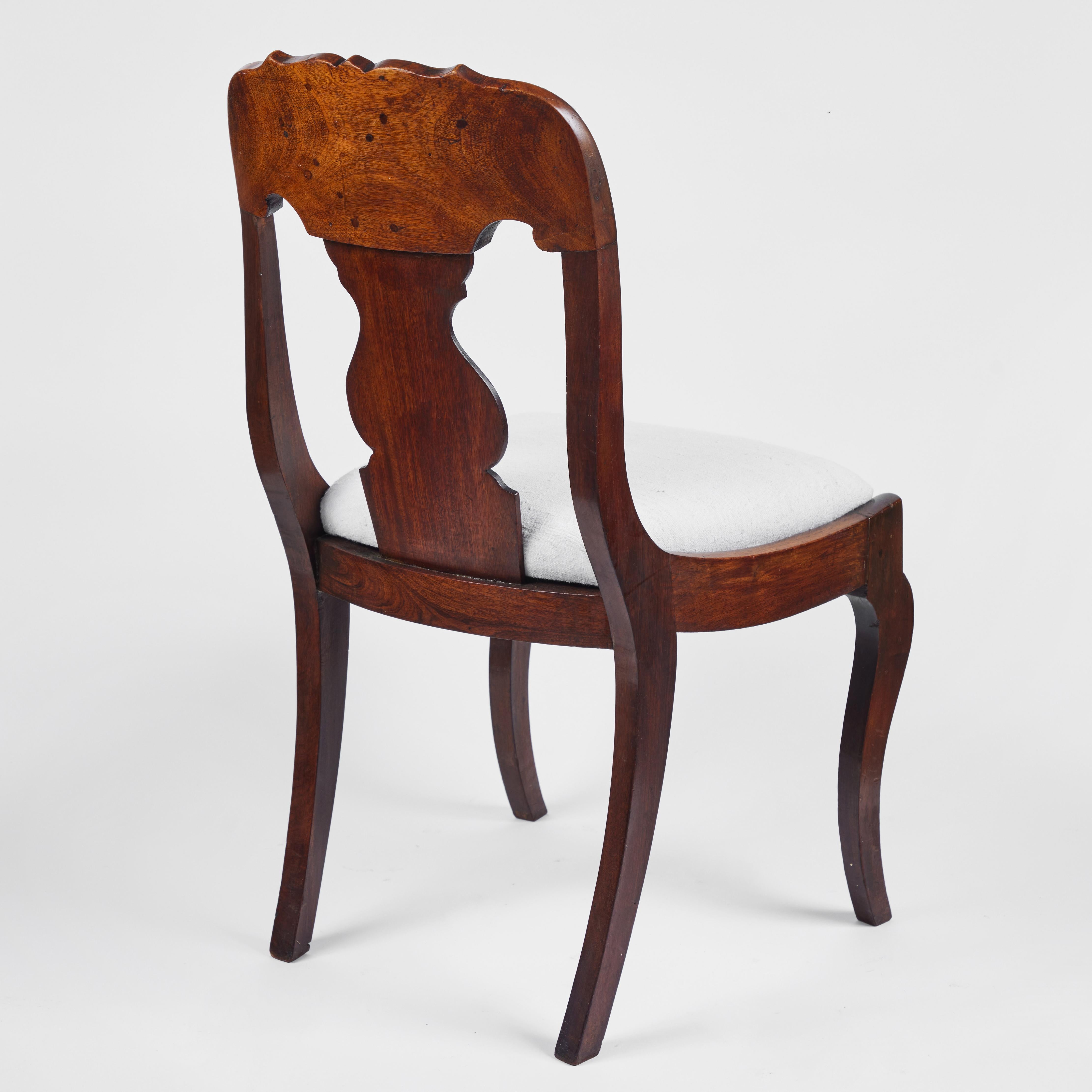 Antique Queen Anne Style Walnut Burl Wood Chairs Pair 1