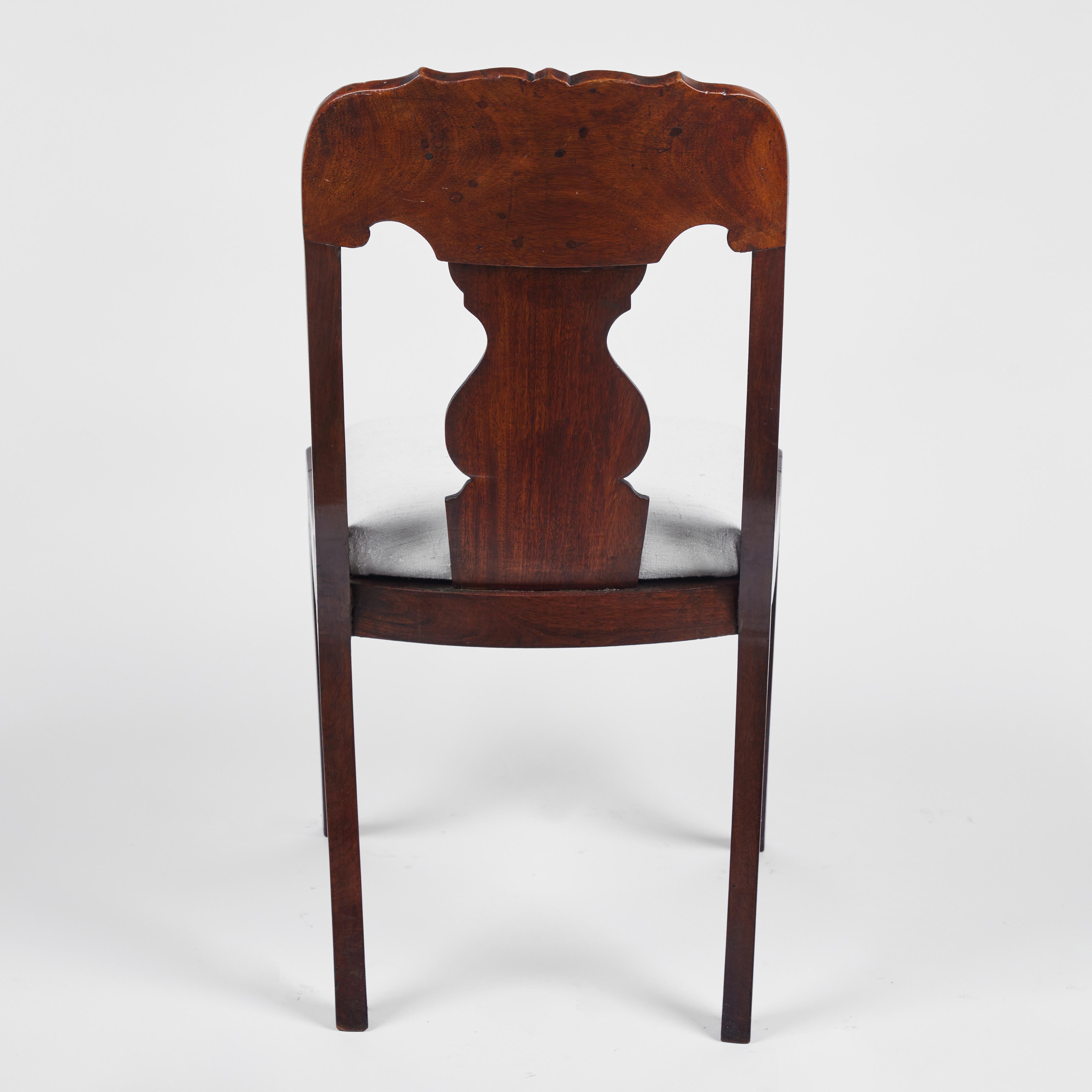 Antique Queen Anne Style Walnut Burl Wood Chairs Pair 2