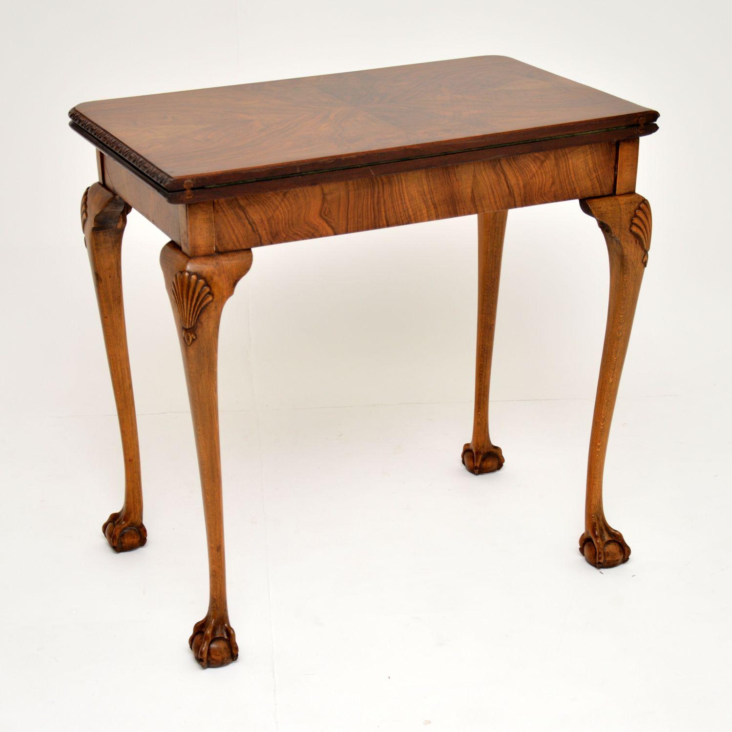 Antique Queen Anne Style Walnut Card Table 5