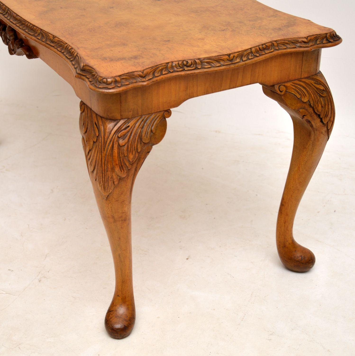 British Antique Queen Anne Style Walnut Coffee Table