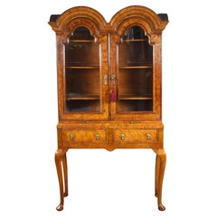 Used Queen Anne Style Walnut Double Dome Bookcase