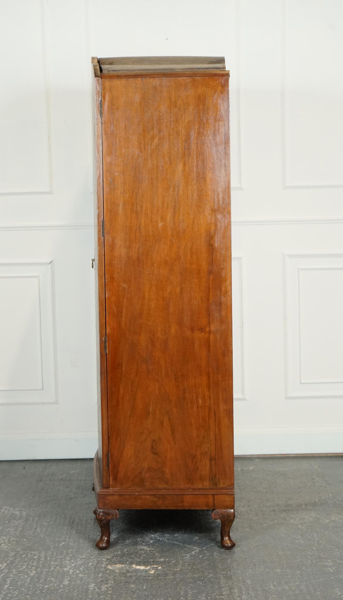 ARMOIRE ANTIQUE QUEEN ANNE DOOR BURR WALNUT WARDROBE WITH DRAWERS INSiDE 10
