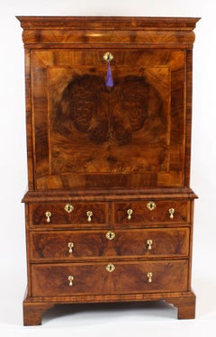 Antique Queen Anne Walnut Secretaire Chest / Escritoire, 18th Century