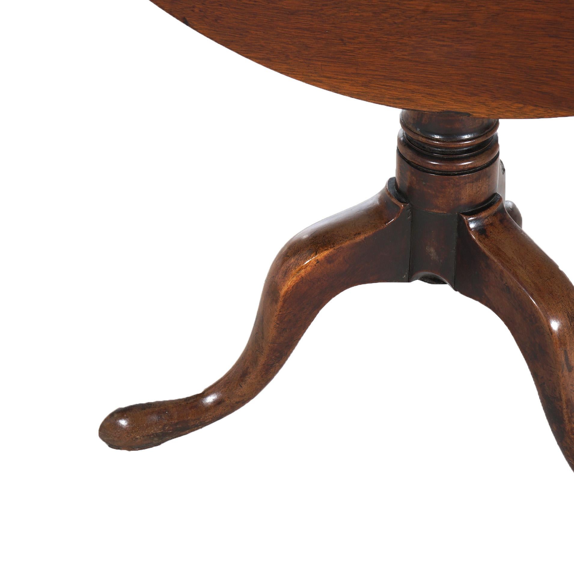 Antique Queen Anne Walnut Tilt Top Table C1770 In Good Condition For Sale In Big Flats, NY