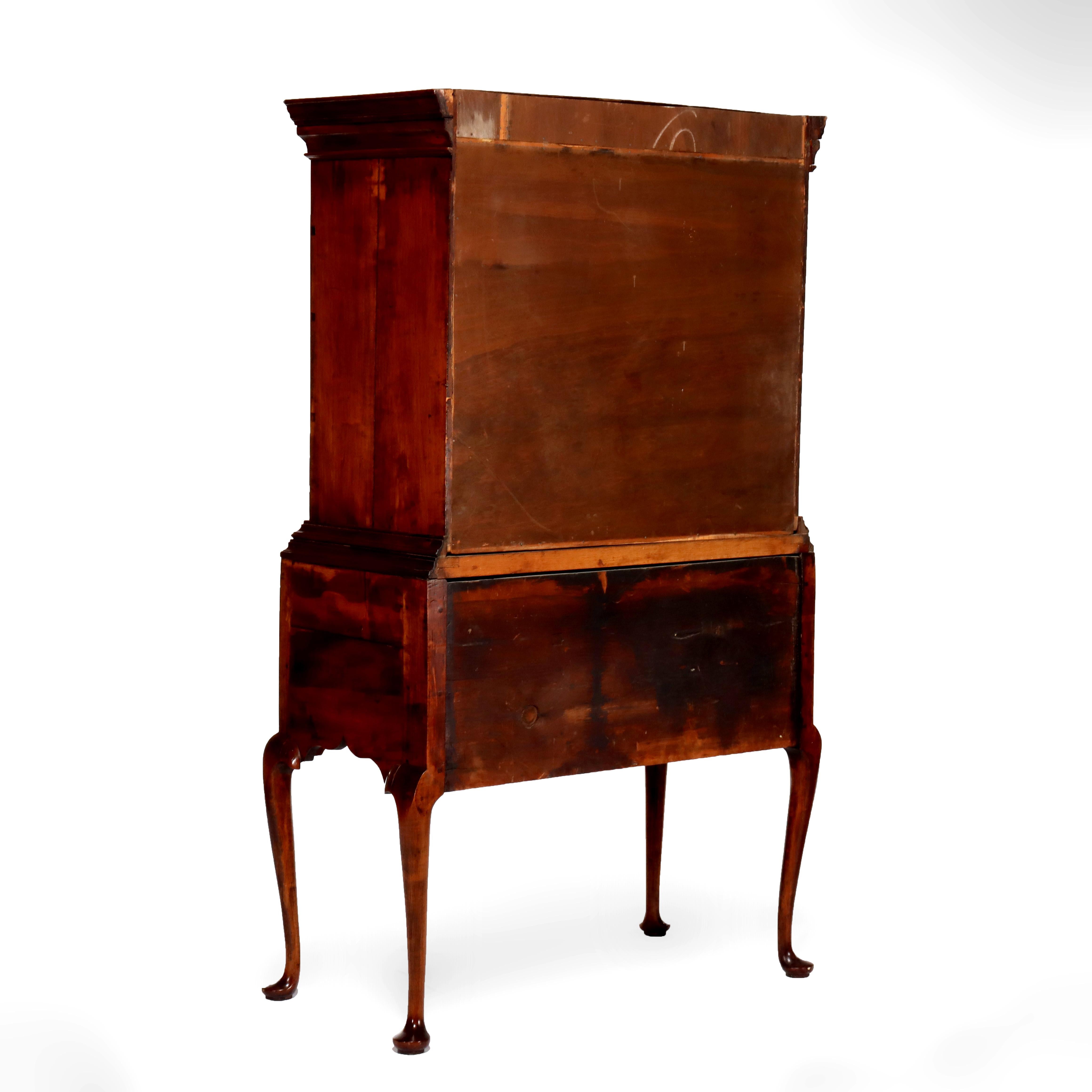 Antique Queen Anne Walnut Two Piece Chest 18thC For Sale 9