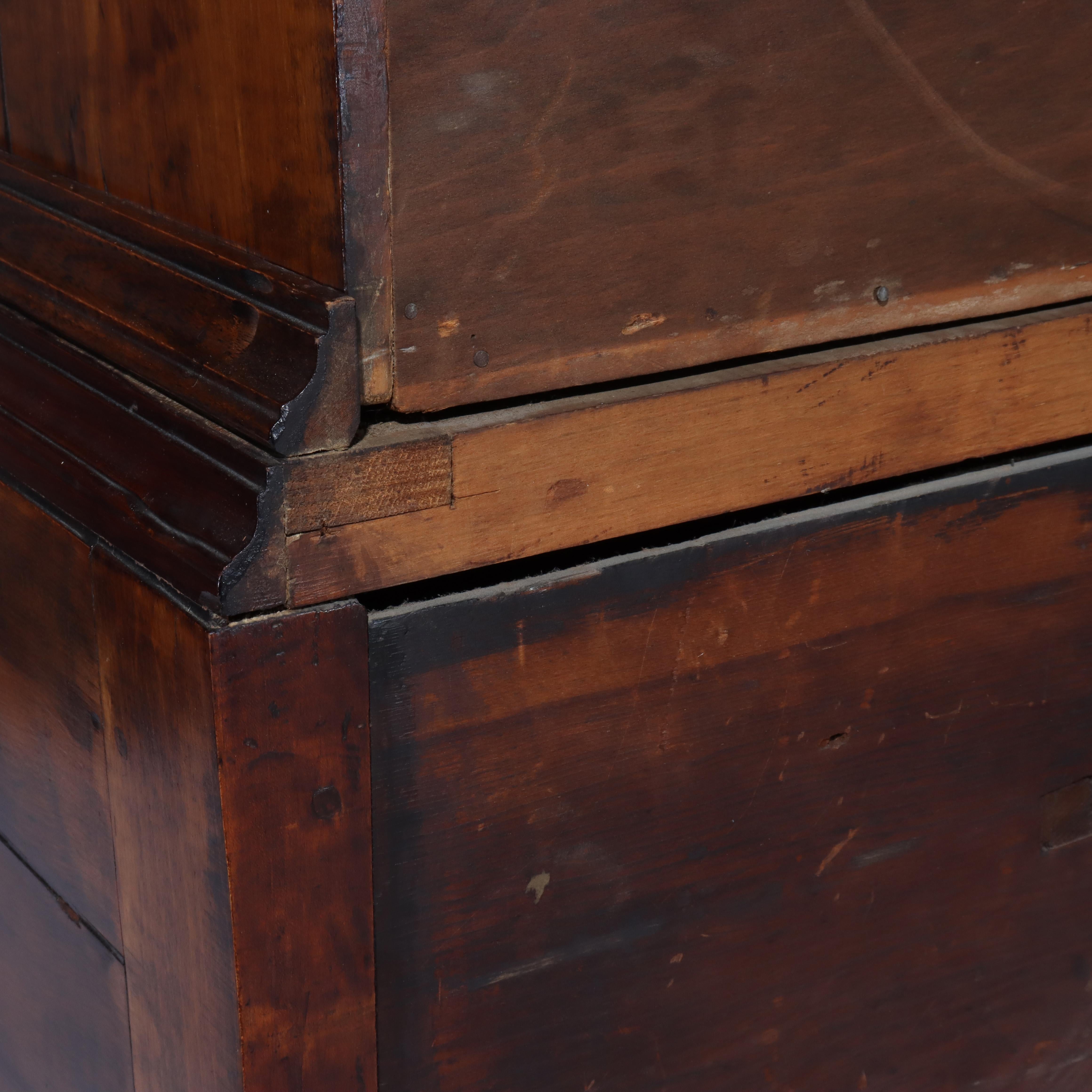 Antique Queen Anne Walnut Two Piece Chest 18thC For Sale 10