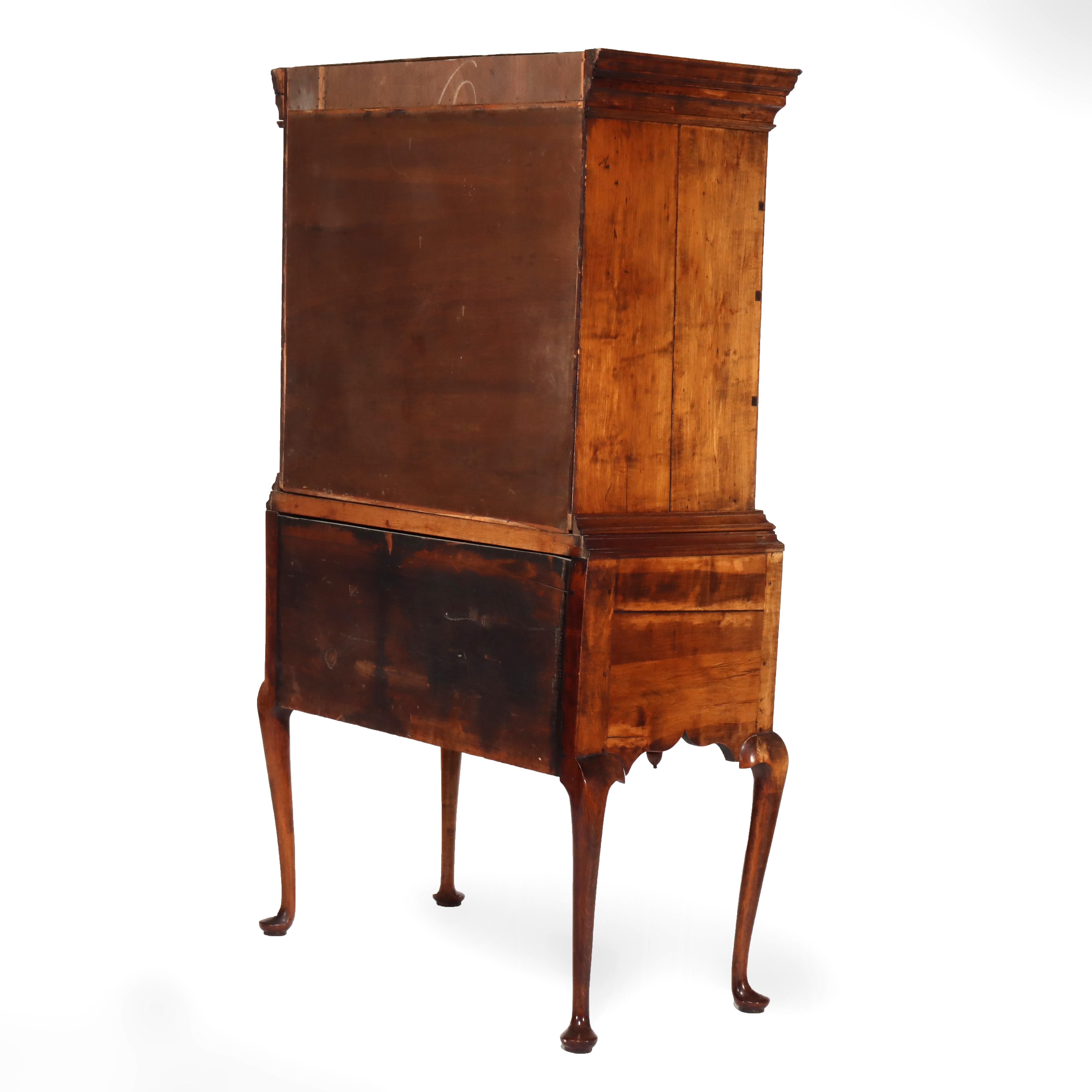 Antique Queen Anne Walnut Two Piece Chest 18thC For Sale 12