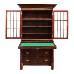 Antique Quervelle American Empire Flame Mahogany Secretary Desk c1840