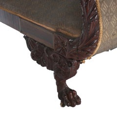 Ancienne Quervelle School American Empire Canapé en acajou avec aigles sculptés