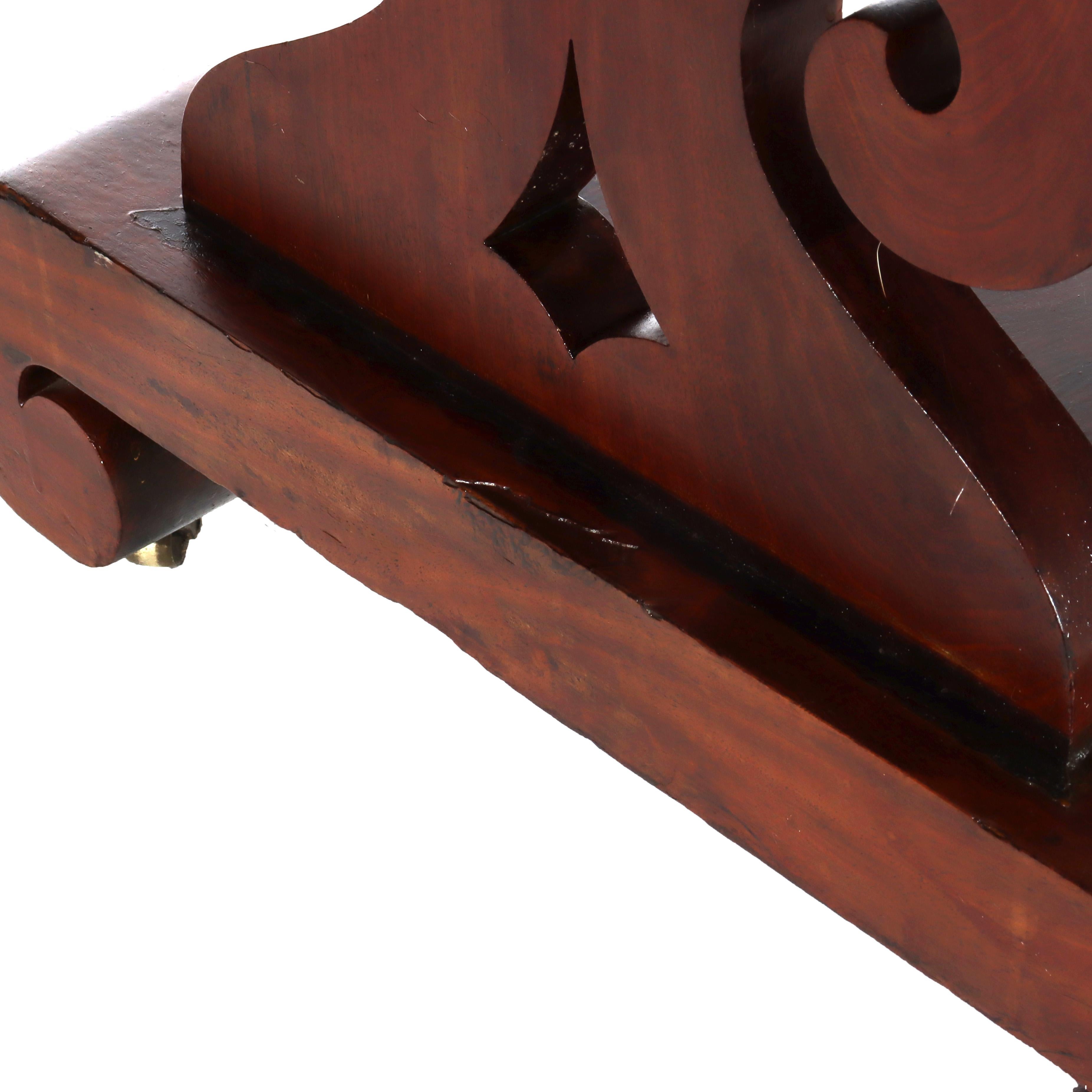 Antique Quervelle School Classical Flame Mahogany Marble Top Trestle Table c1840 en vente 4