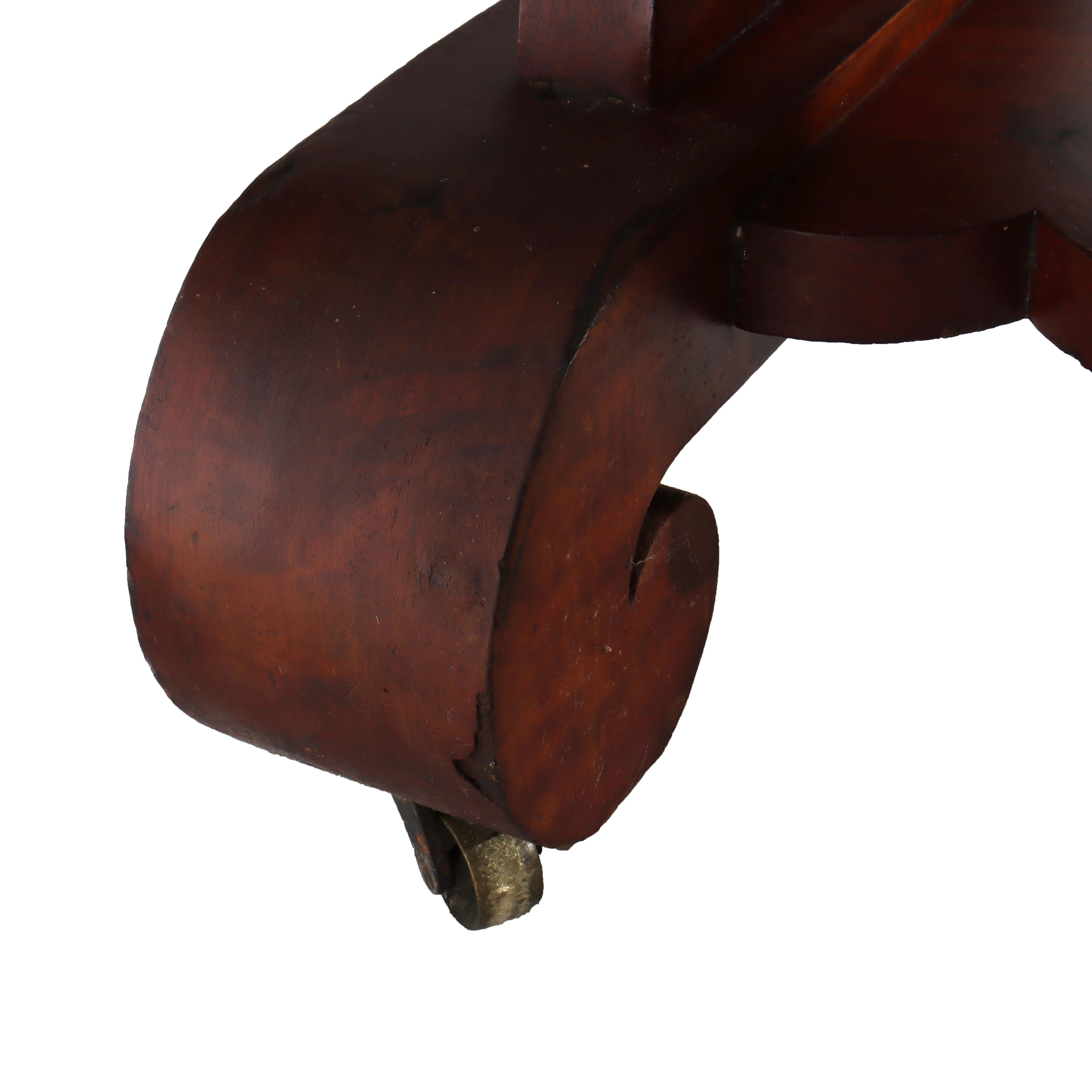 Antique Quervelle School Classical Flame Mahogany Marble Top Trestle Table c1840 en vente 7