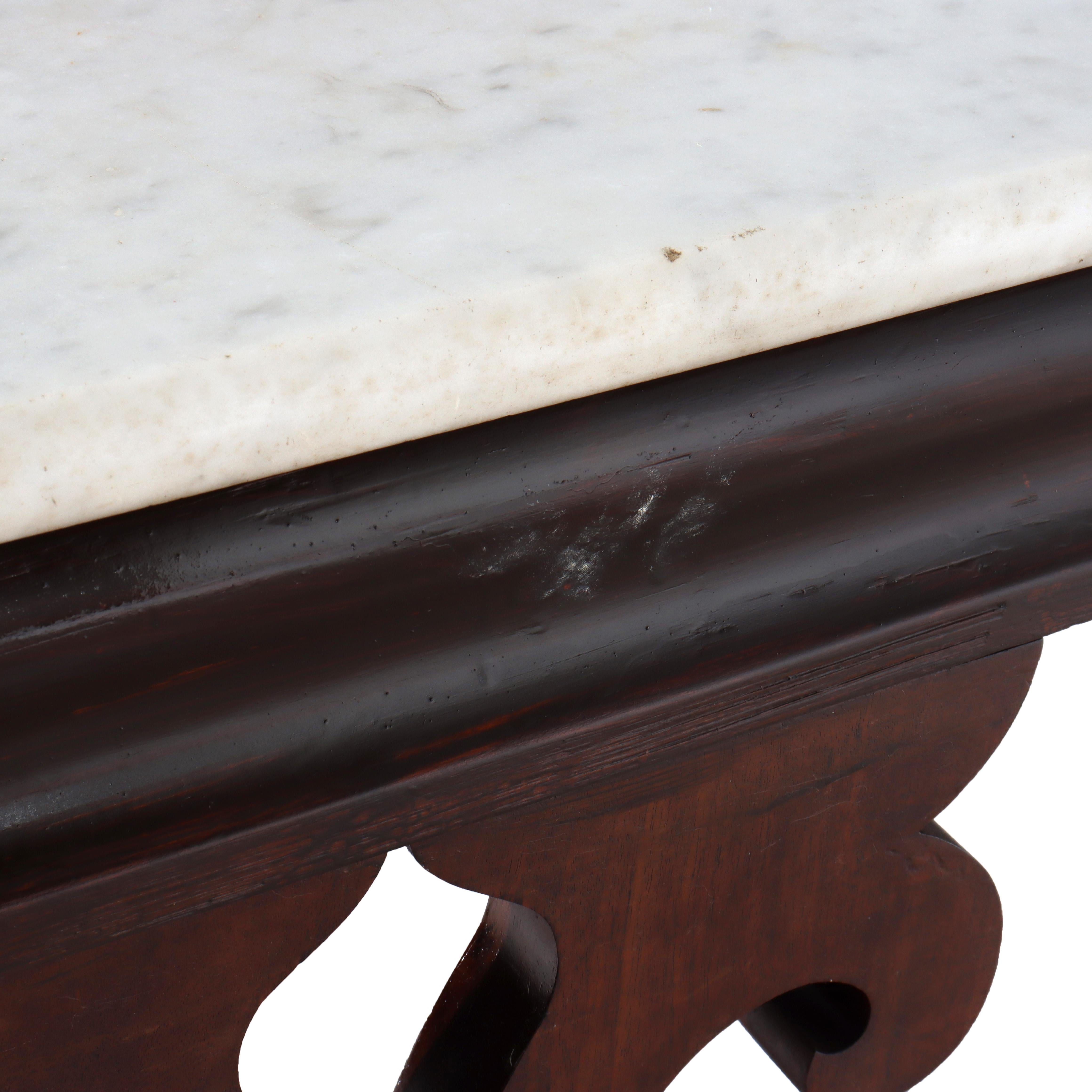 Antique Quervelle School Classical Flame Mahogany Marble Top Trestle Table c1840 en vente 9