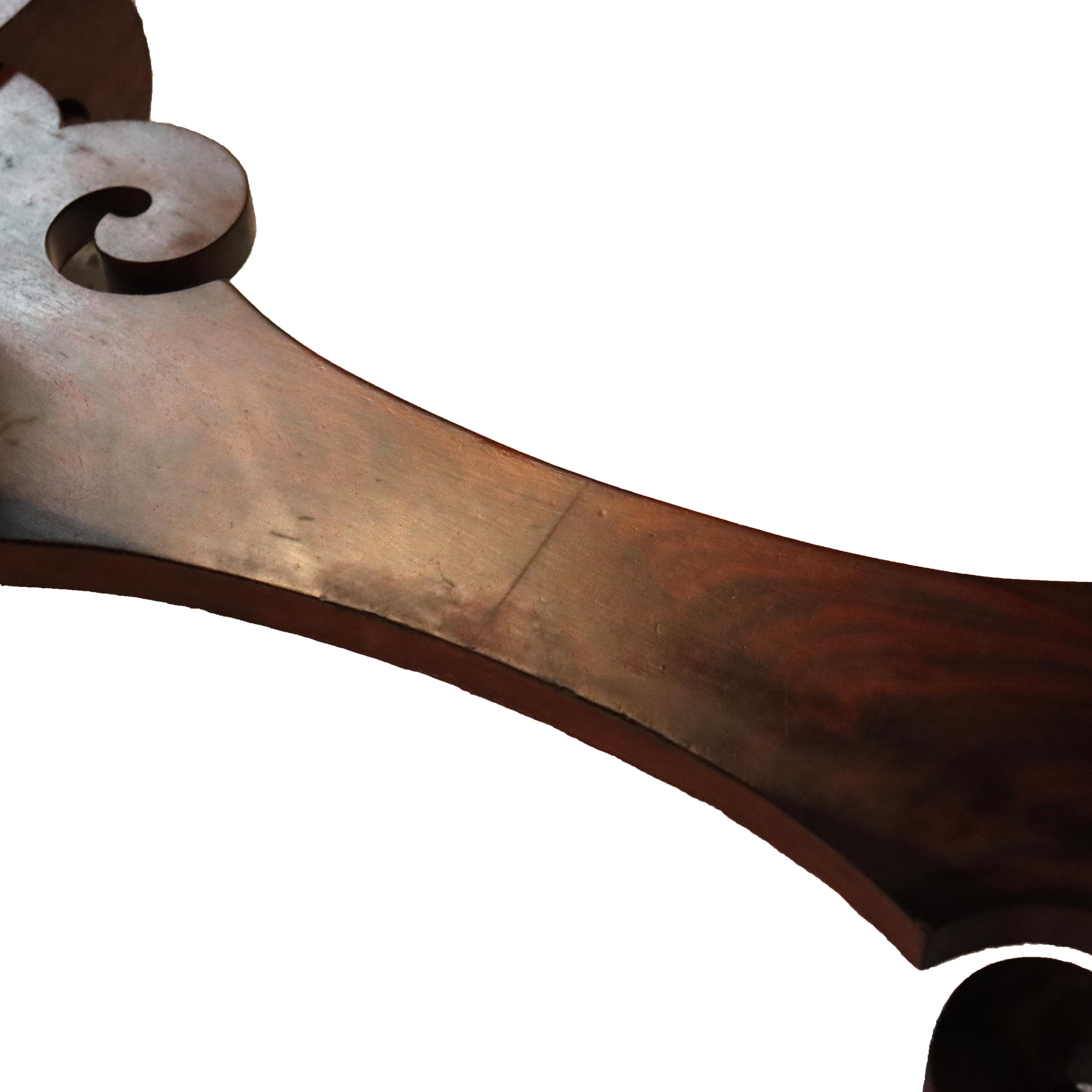 Antique Quervelle School Classical Flame Mahogany Marble Top Trestle Table c1840 en vente 12