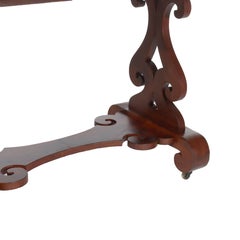 Antique Quervelle School Classical Flame Mahogany Marble Top Trestle Table c1840