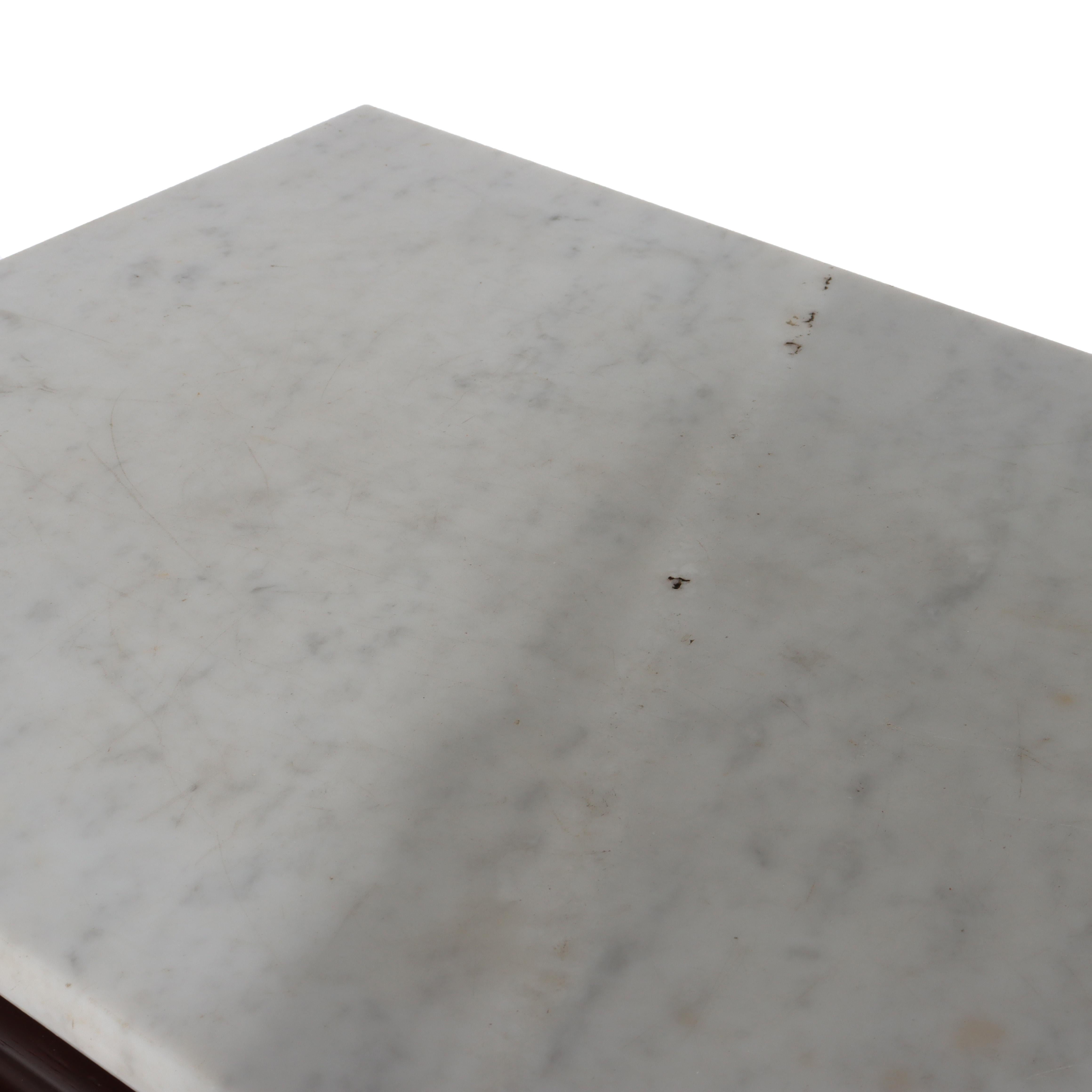 XIXe siècle Antique Quervelle School Classical Flame Mahogany Marble Top Trestle Table c1840 en vente