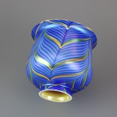 Antique Quezal School Pulled Feather Art Glass Shade, 20th Century