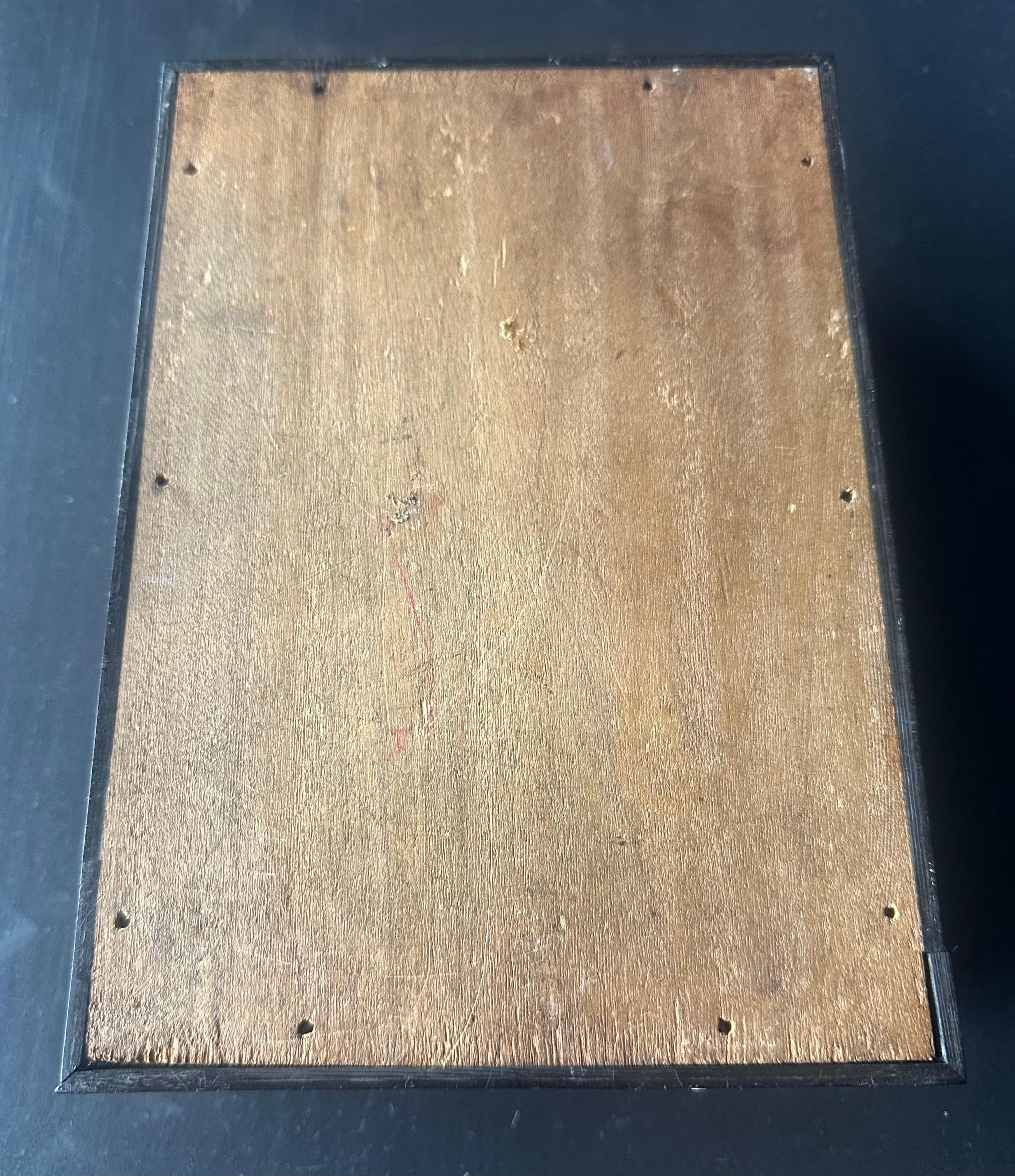 Wood Antique Quill Anglo Indian  Ebony wood Bone inlay  Box