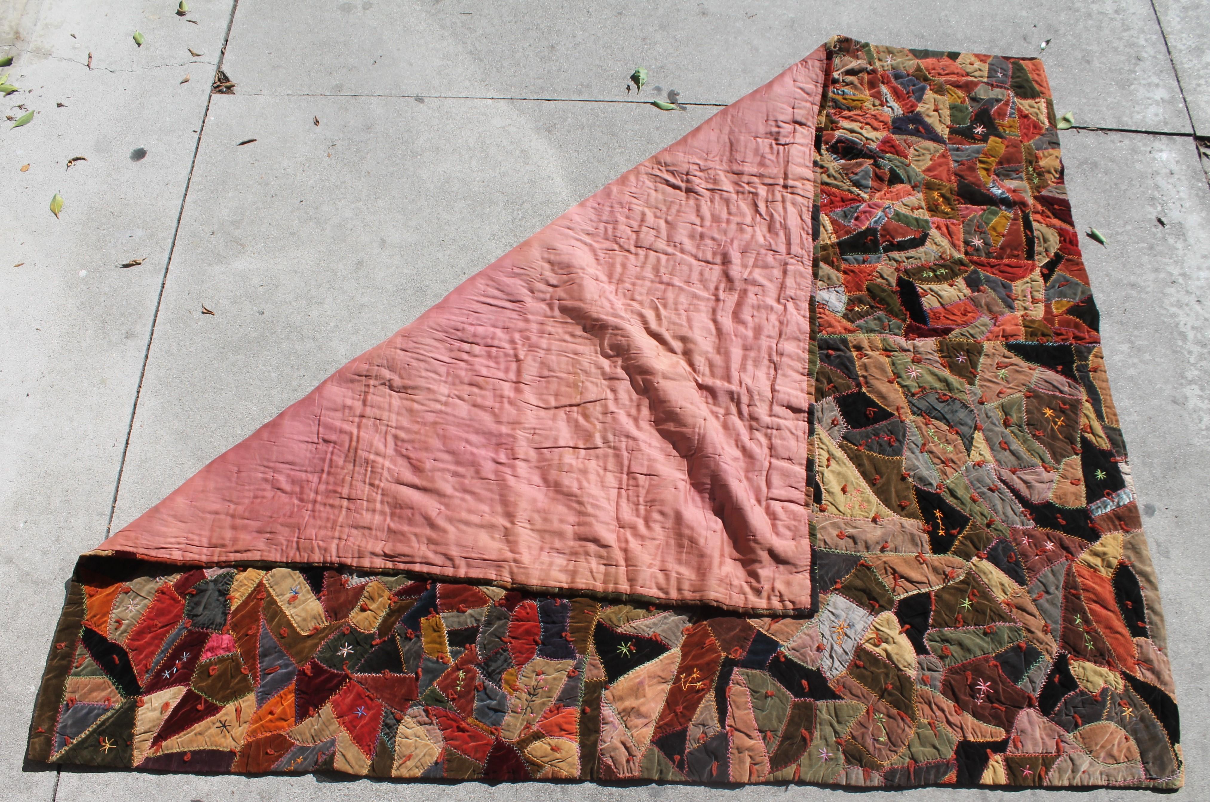 antique velvet crazy quilt