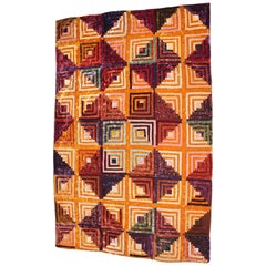 Antique Quilt 19th Century Velvet Log Cabin Quilt