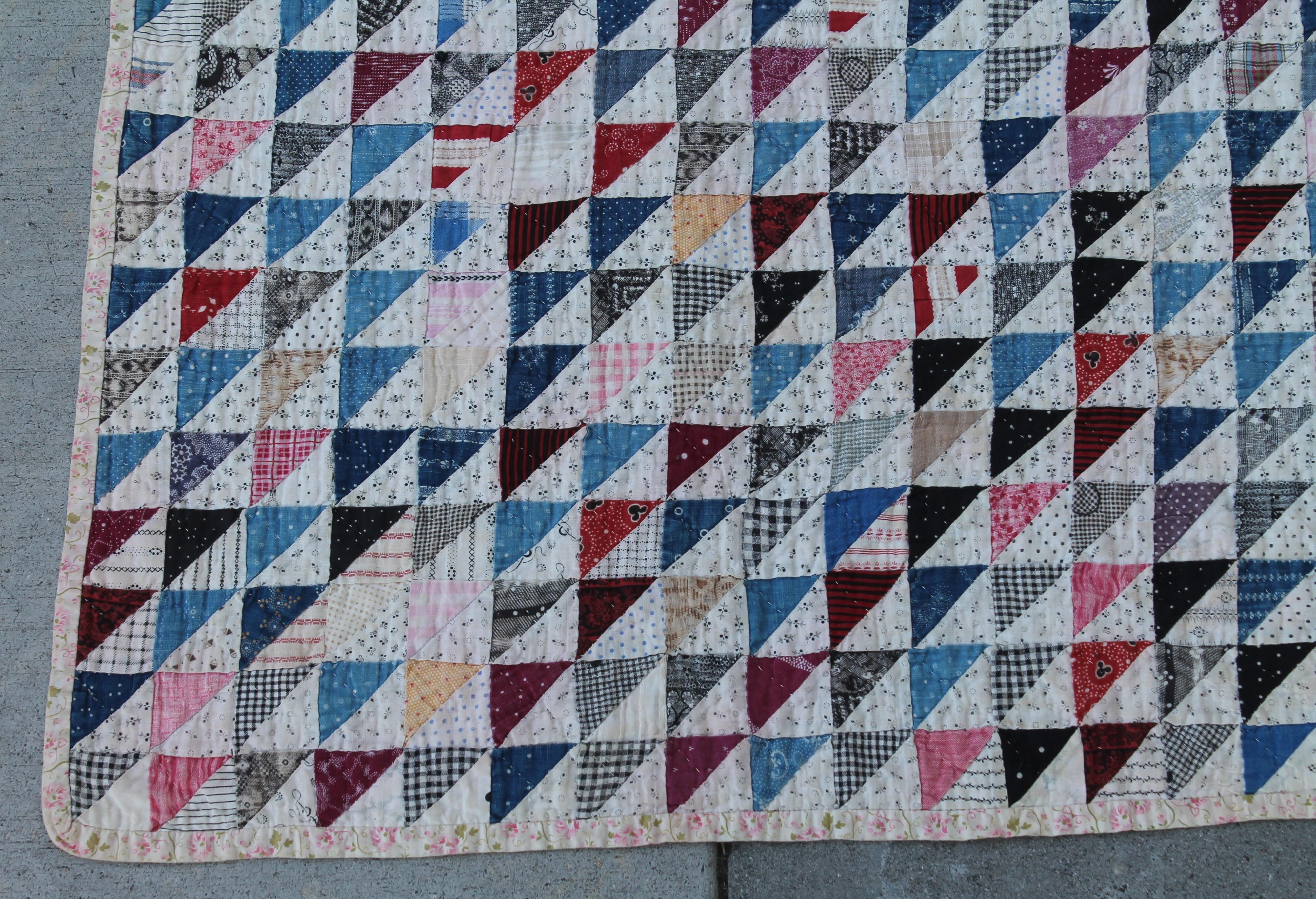 Country Antique Quilt 19th Century Mini Pieced Quilt, 5600 Pieces