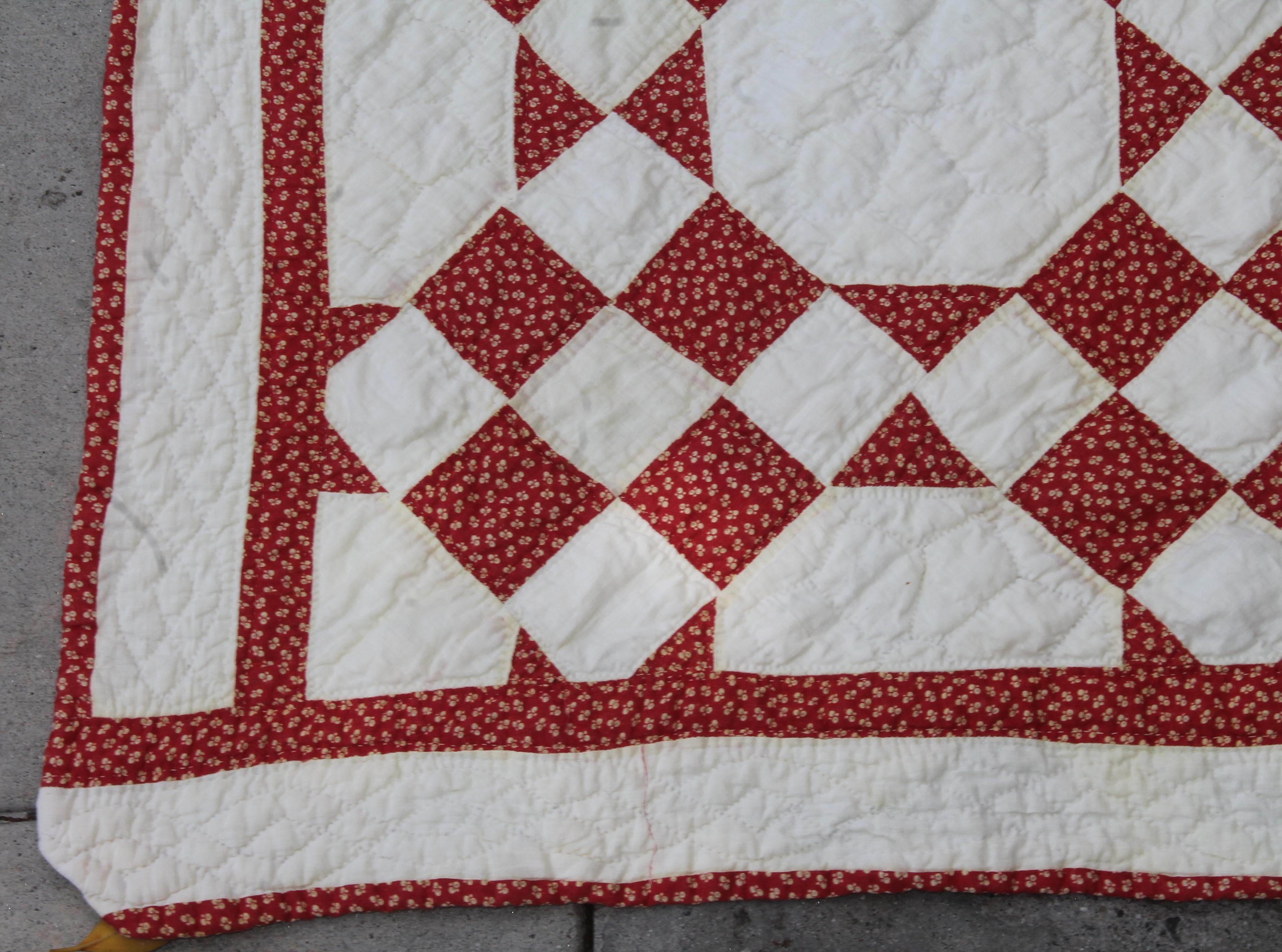 American Antique Quilt, 19thc Nine Patch Variation For Sale