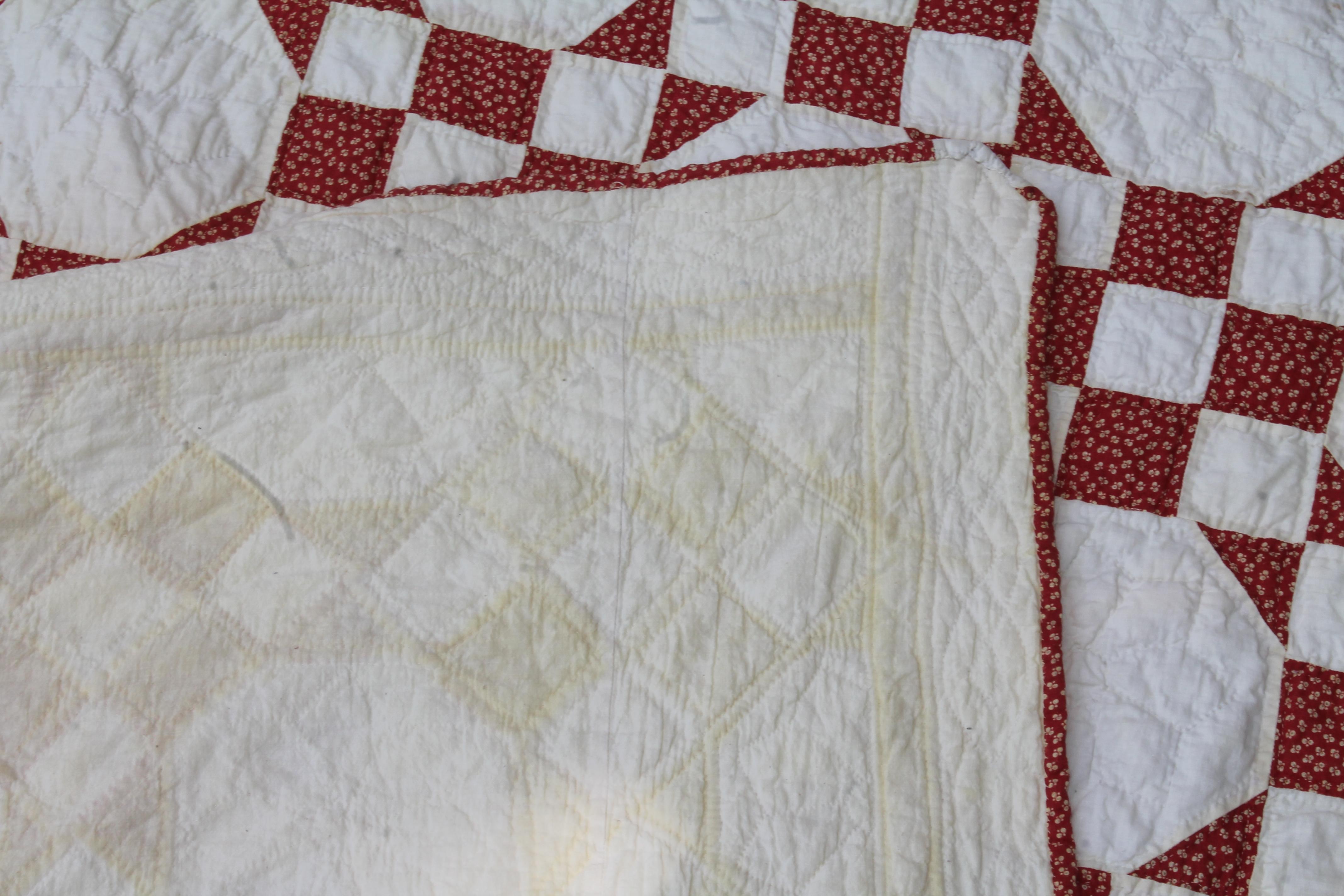 19th Century Antique Quilt, 19thc Nine Patch Variation For Sale
