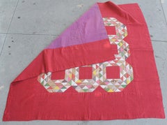 Antique Quilt, 19th Century Ocean Waves with a Rust Ground