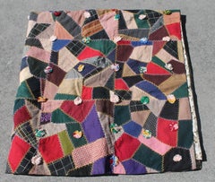 Antique Quilt, 19th Century Wool Crazy Quilt from Pennsylvania
