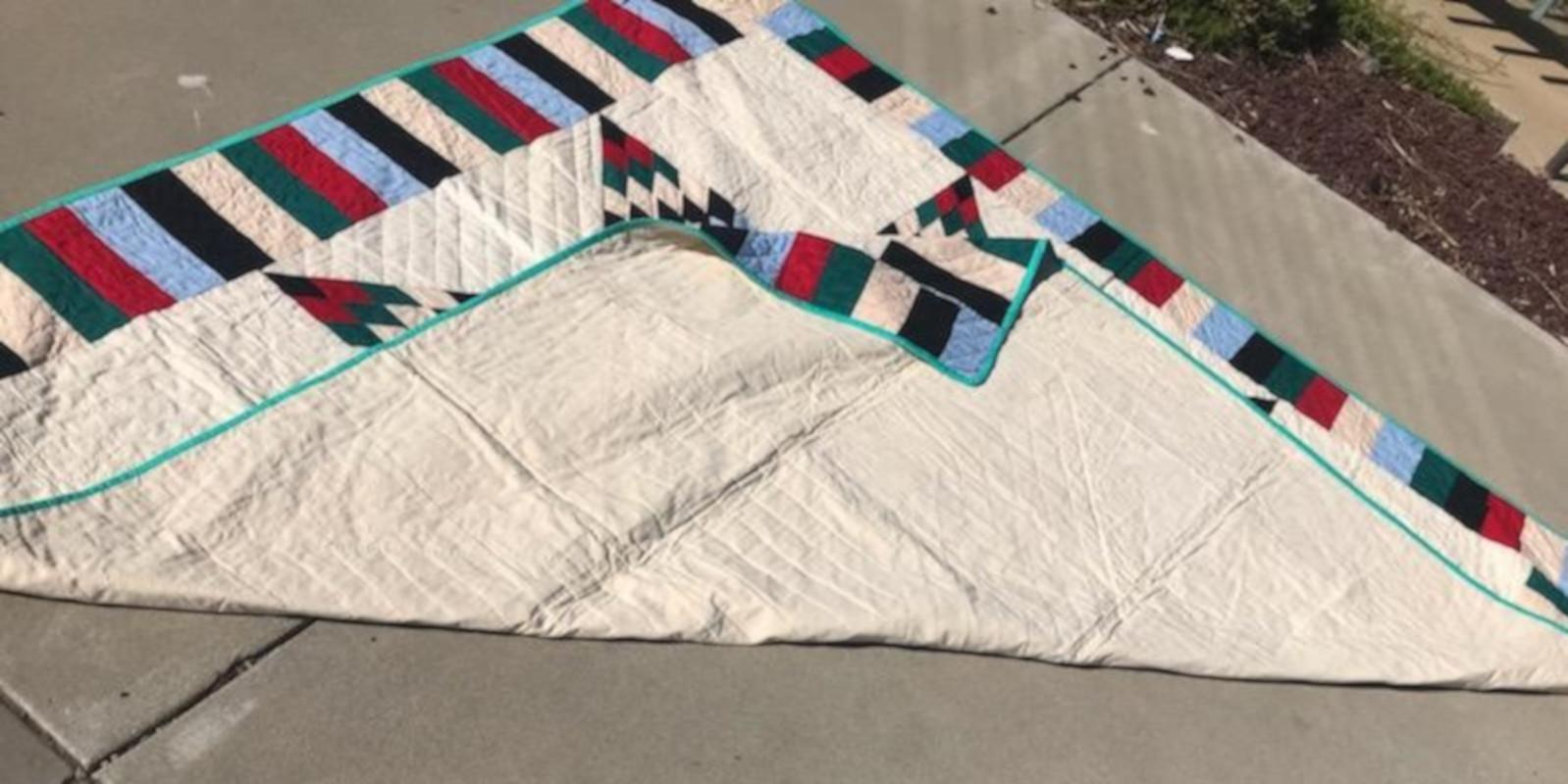 Hand-Crafted Antique Quilt, 20th Century Star Quilt With Striped Border