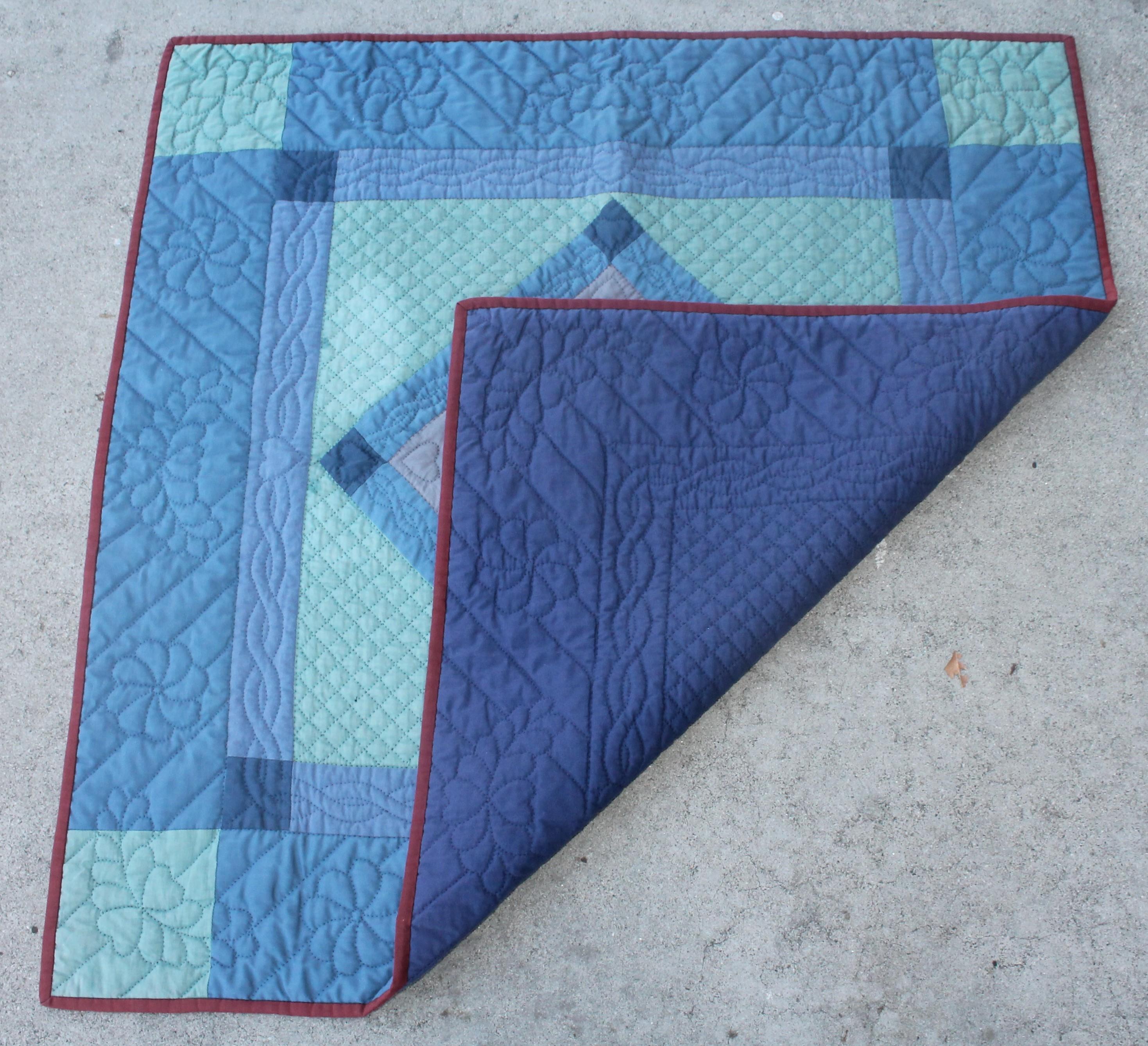 Antique Quilt, Amish  Diamond in a Square Crib Quilt 4