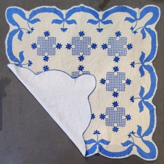 Antique Quilt Blue Mini Pieced Postage Stamp and Twinkle Stars