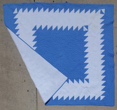 Antique Quilt Blue & White Saw Tooth in a Square