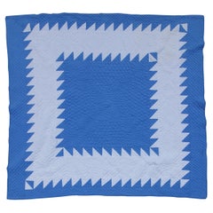 Antique Quilt Blue & White Saw Tooth in a Square