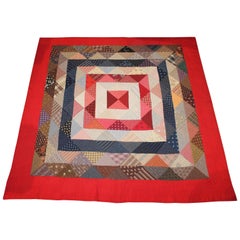 Antique Quilt Concentric Squares Geometric Pattern