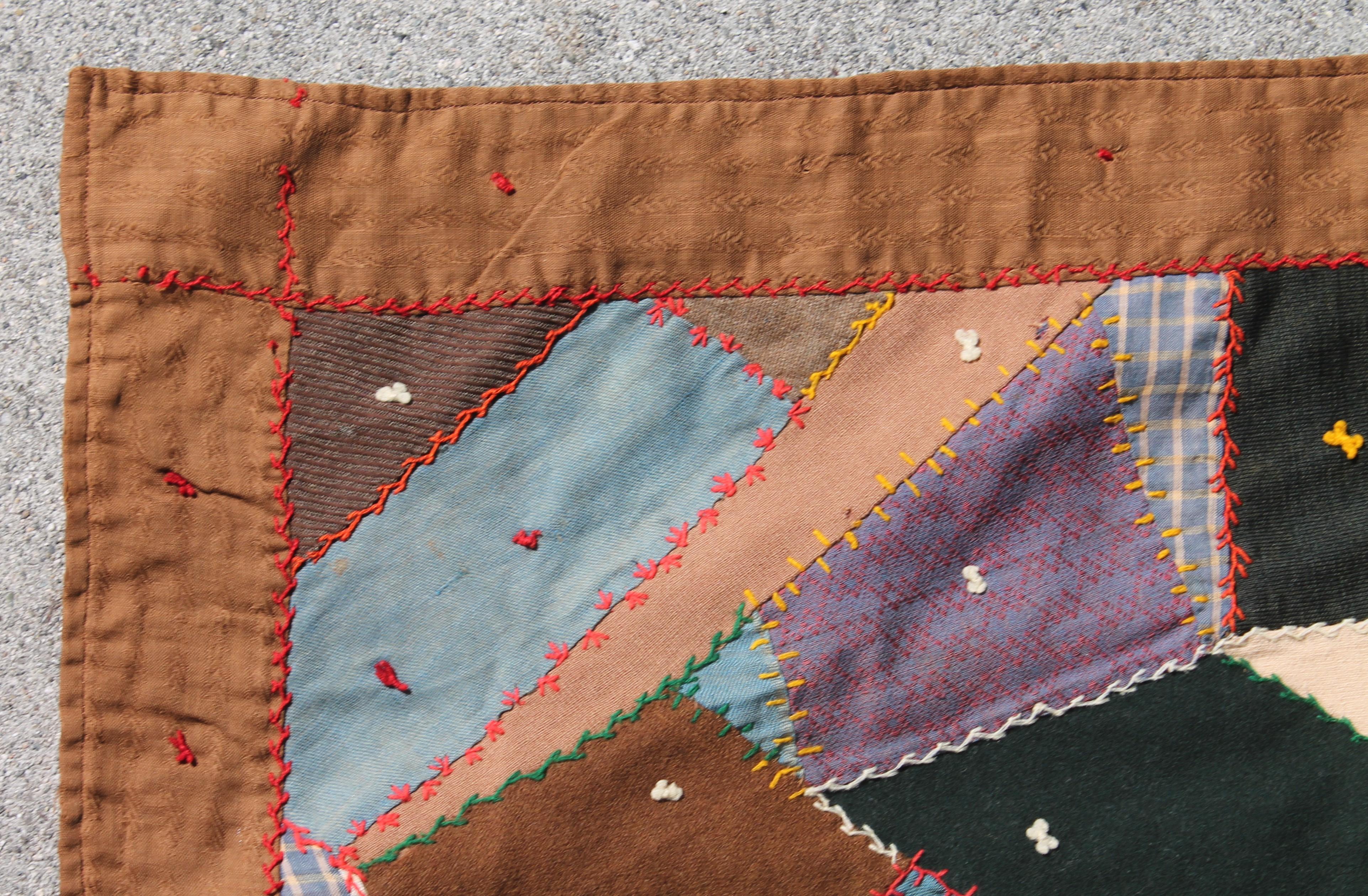 Adirondack Antique Quilt, Contained 19th Century Crazy Quilt from Pennsylvania