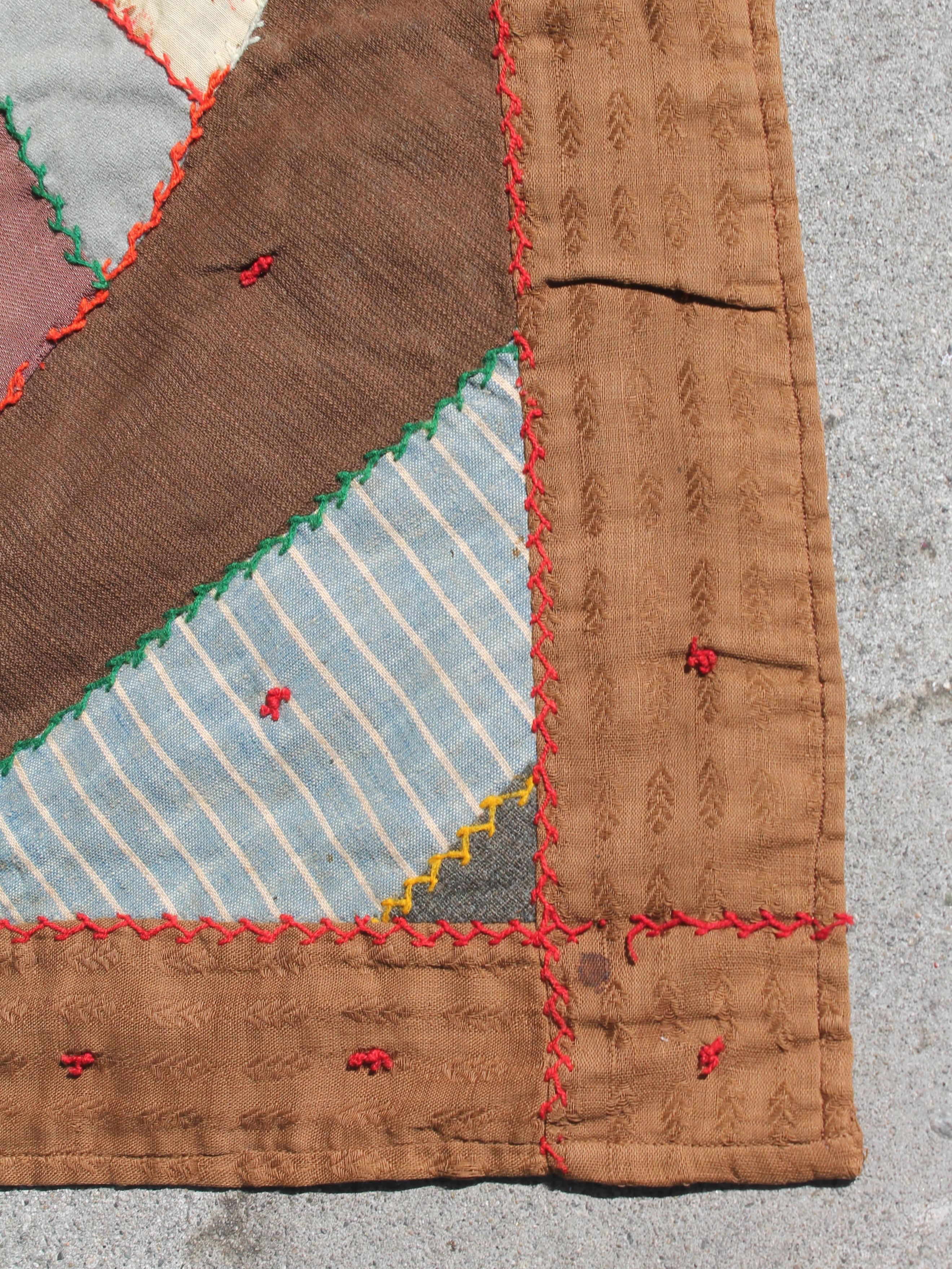 Hand-Crafted Antique Quilt, Contained 19th Century Crazy Quilt from Pennsylvania