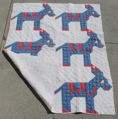 Antique Quilt - Early 20th Century Donkey Quilt