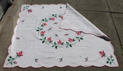 Antique Quilt, Midcentury Rose Applique Quilt