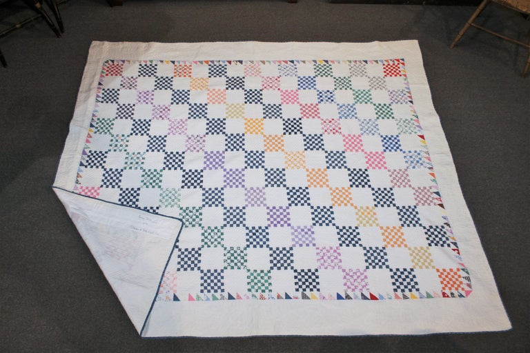 Antique Quilt, Mini Postage Stamp Quilt Dated 1930s at 1stDibs