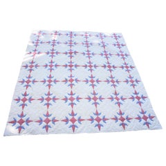 Antique Quilt -Patriotic Geometric Red, White and Blue