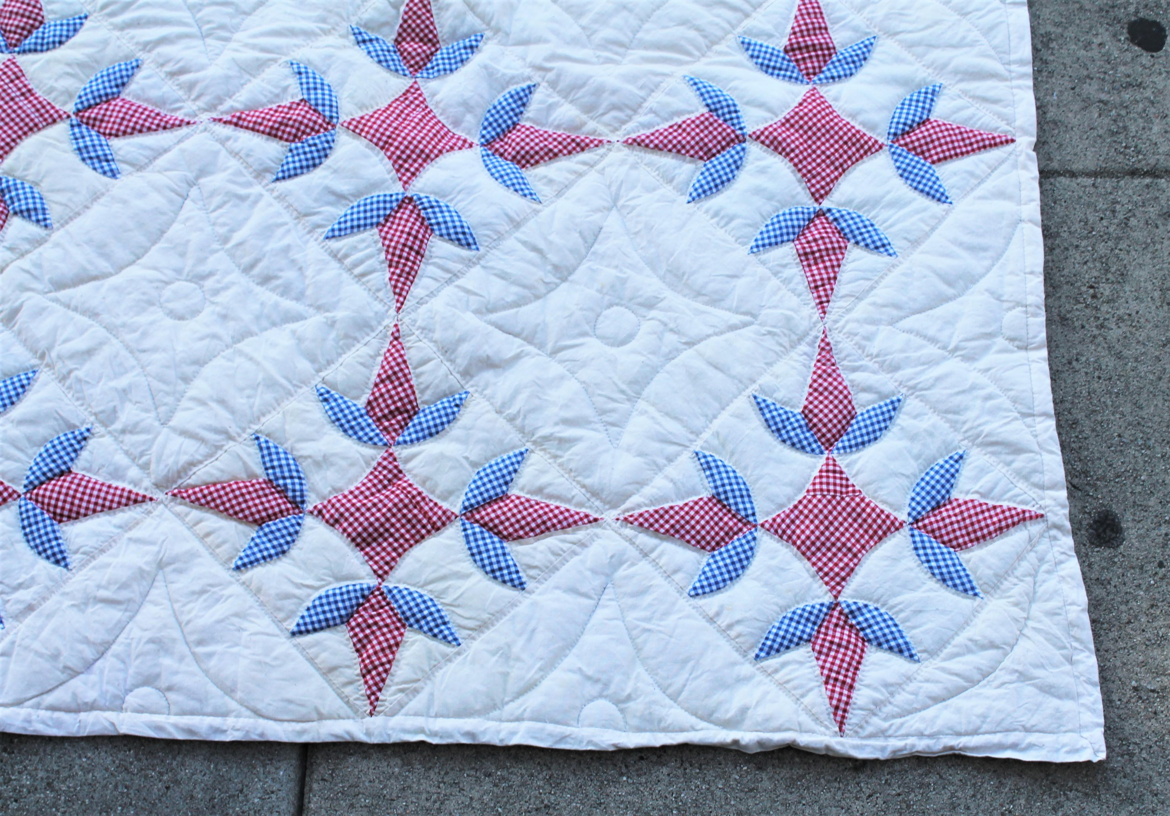 Antiker Quilt - Patriotisch Geometrisch Rot:: Weiß und Blau im Angebot 1