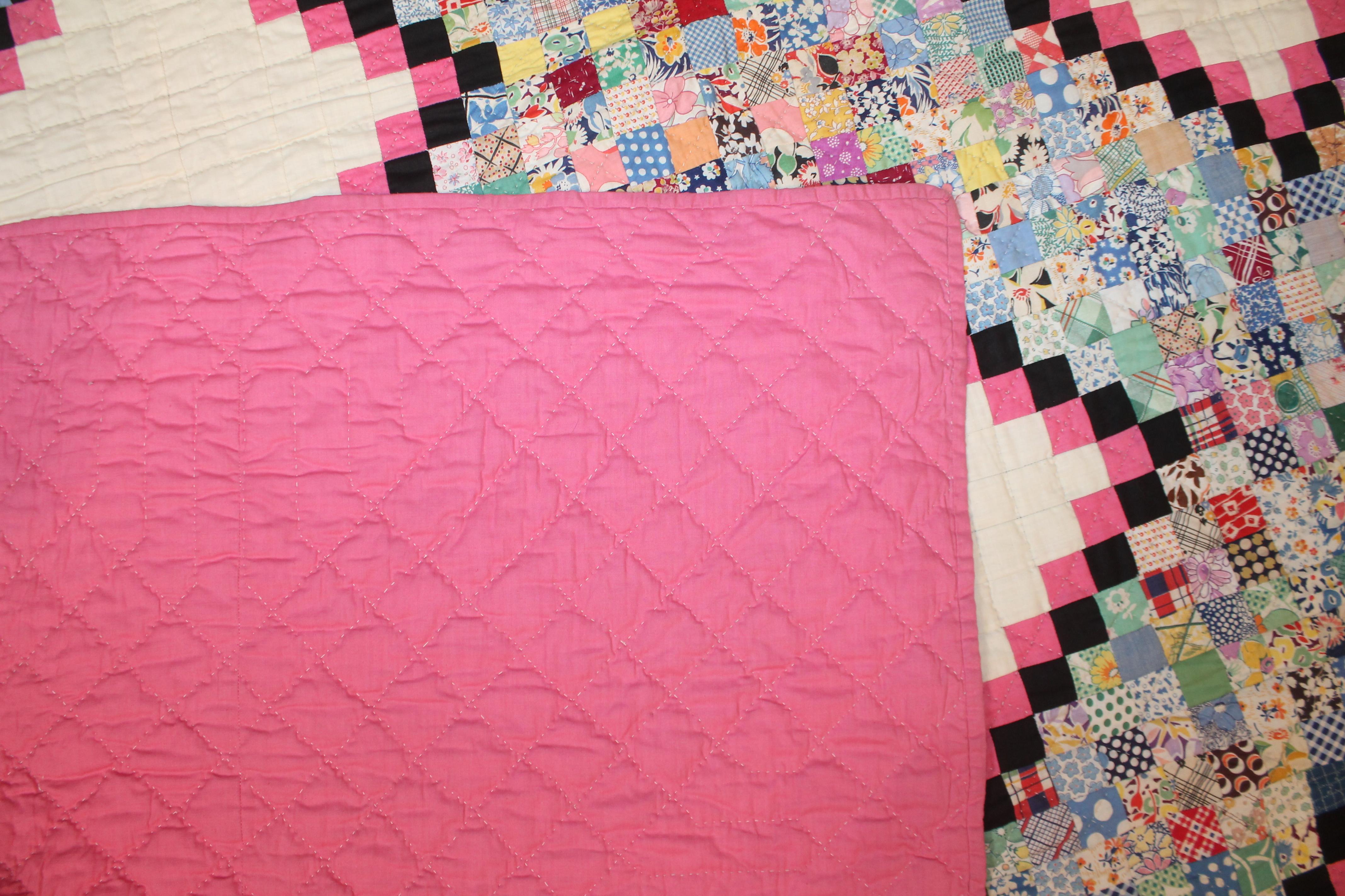 Antique Quilt Postage Stamp Chain In Good Condition In Los Angeles, CA