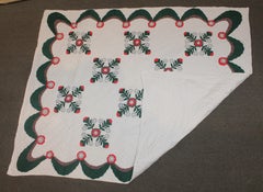 Antique Quilt Red and Green Applique