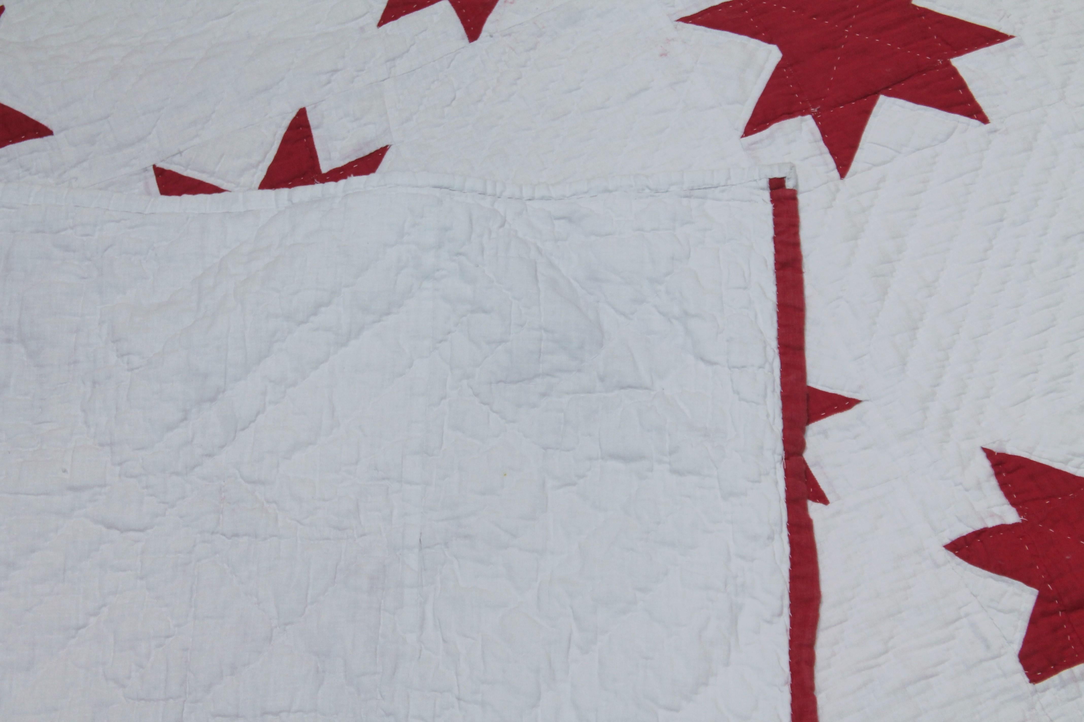 Adirondack Antique Quilt, Red and White Stars Quilt