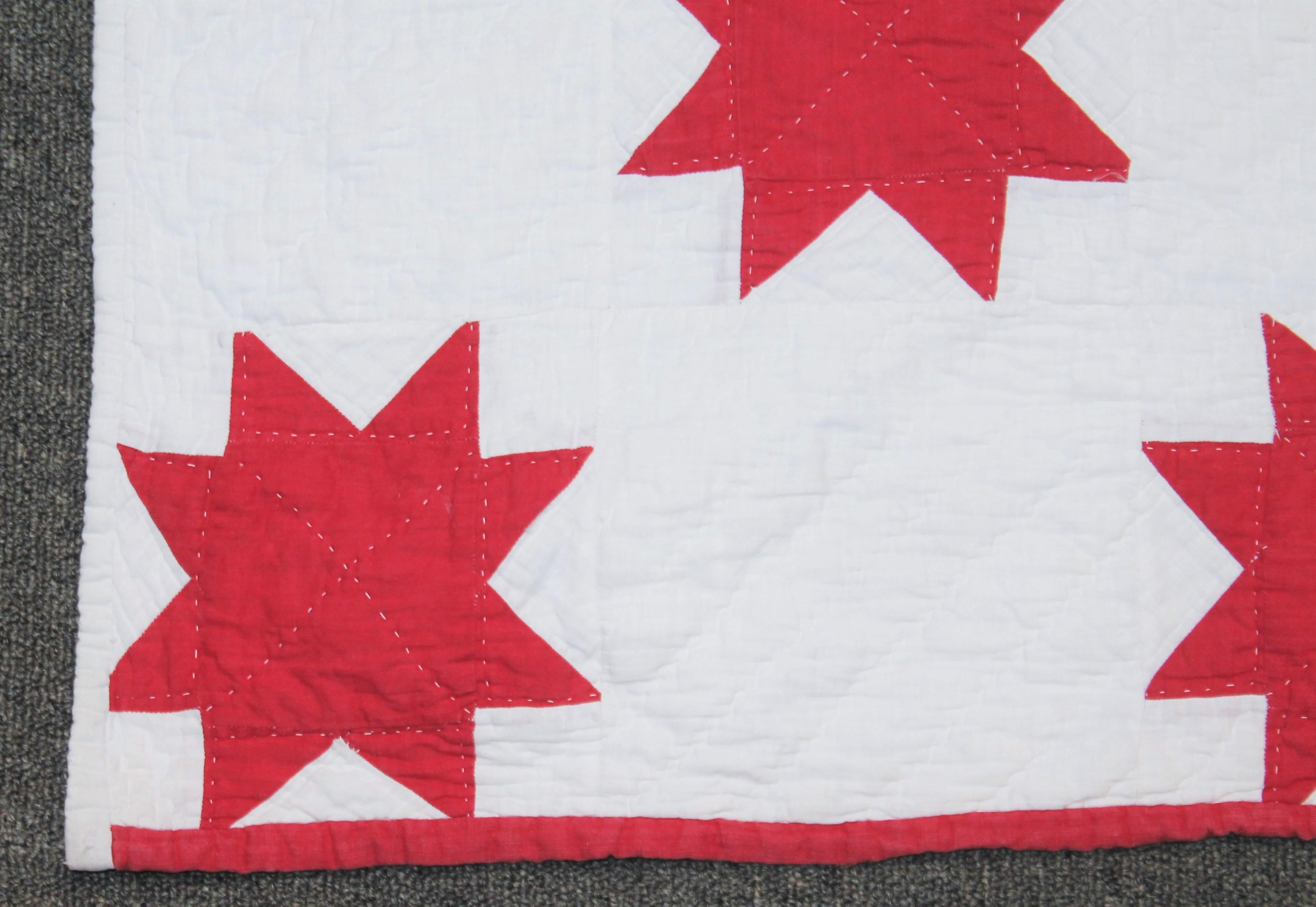 American Antique Quilt, Red and White Stars Quilt