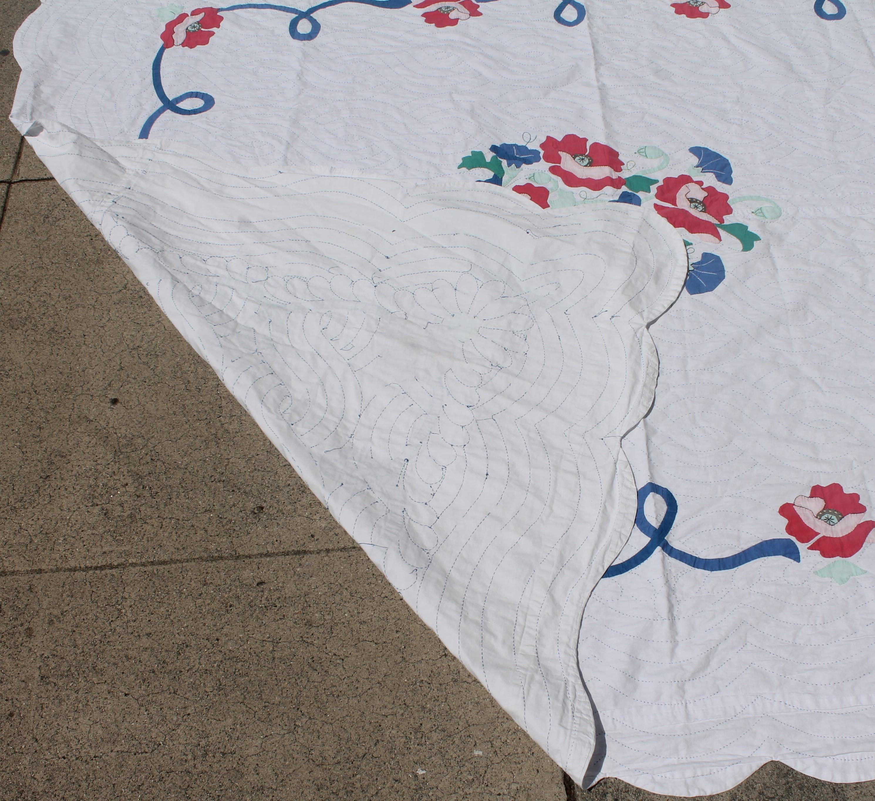 Antique Quilt Summer Floral Applique For Sale 1