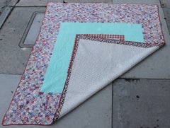 Antique Quilt, Tiny Pieces Postage Stamp Trip Around the World