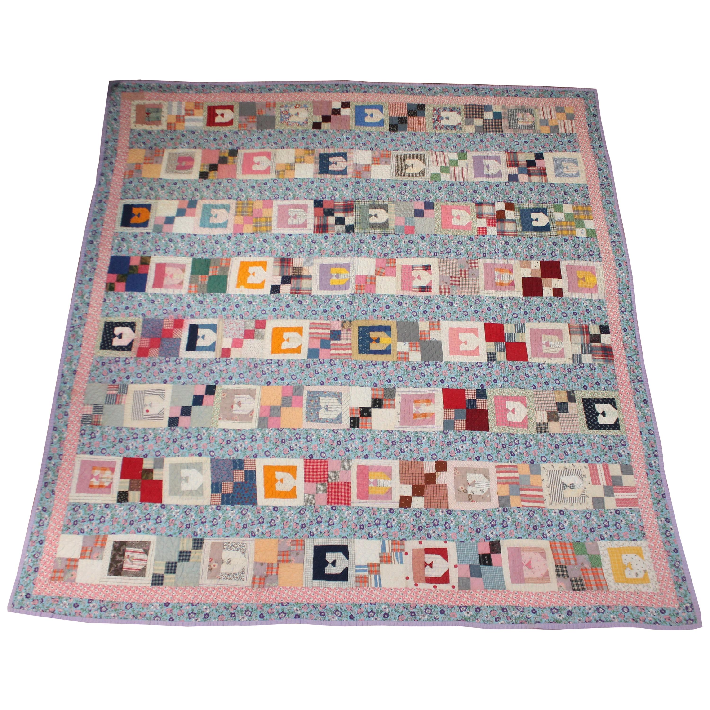 Antique Quilt with the Letter "E"