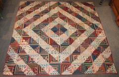 Antique Quilt Wool Barn Raising Log Cabin Quilt